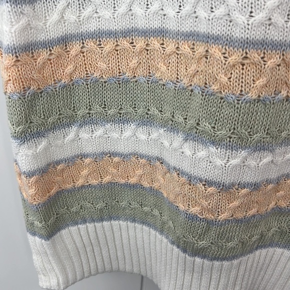 🆕Hem & Thread Sage/Coral Sweater Striped Short Sleeve Textured S,M & L - Picture 8 of 11